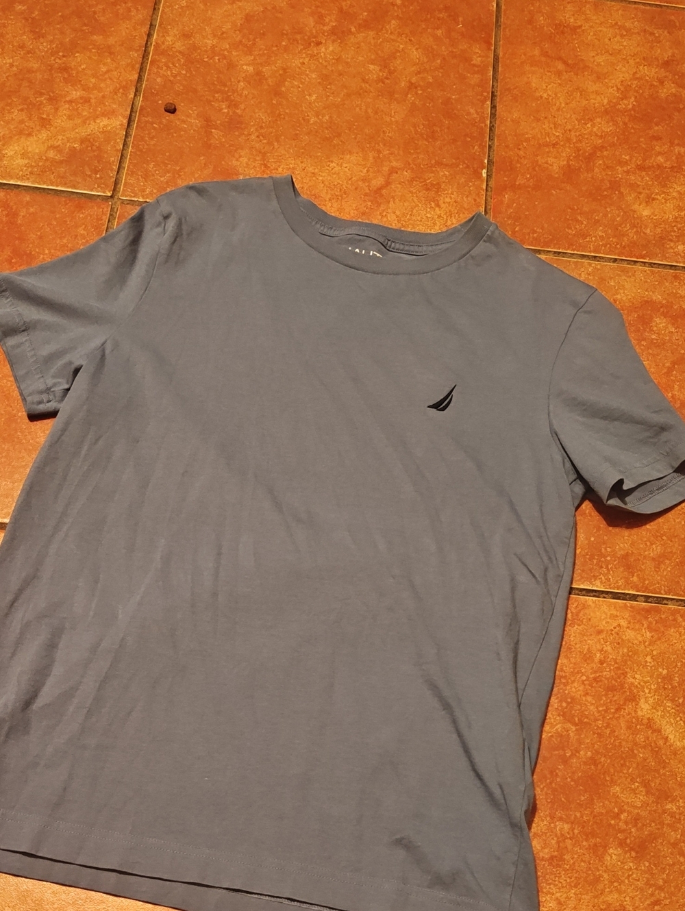 Nautica Men's Crewneck Tee in Slate Blue with Black Sail Logo